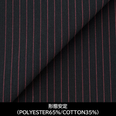 【日本製】【パターンオーダー】【形態安定】ワイシャツ・ドレスシャツ/ネイビー×ワインストライプ(POLYESTER65%/COTTON35%)