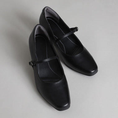 パンプス ベルト付きプレーン/ブラック / 5.5cmヒール