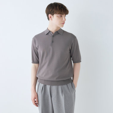 【WEB限定/OUTLET/汚れ・キズ等有】【RBC】【5分袖】コットンブレンドレトロポロシャツ/グレー/マシンウォッシャブル