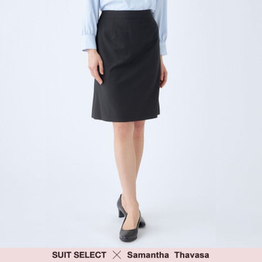 【SUIT SELECT×Samantha Thavasa】【年間】バックフレアセミタイトスカート/究極のブラック/4S/マシンウォシャブル