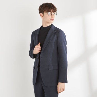 【WEB限定/OUTLET/日焼け等有】【CLASSICO TAPERED】【秋冬】2釦シングルスーツ 1タック/ネイビー＆ブラック×ハウンドトゥース/ウエストムーブ/4S /※パンツ裾上げ済仕様