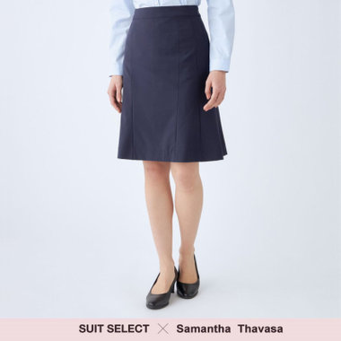 【SUIT SELECT×Samantha Thavasa】【年間】Aラインスカート/ネイビー×ストライプ/4S/マシンウォシャブル
