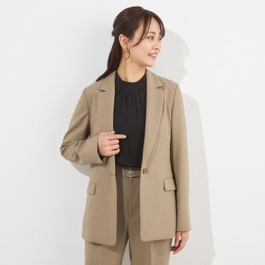 【SILVER LINE】【年間】1釦シングルパンツスーツ/ベージュ/ウォッシャブル/Naturemier/4S SUSTAINABILITY&ECOLOGY FABRIC/※パンツ裾上げ済仕様