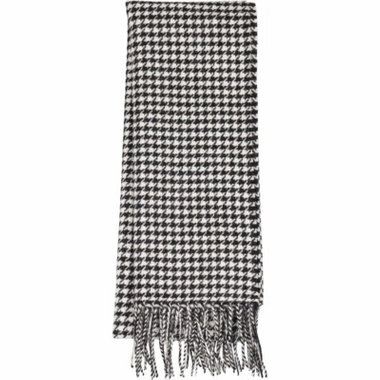 【WEB限定/OUTLET】カシミヤブレンドマフラー/ホワイト＆ブラック×ハウンドトゥース/31.5cm×165cm