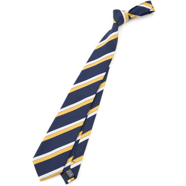 【BLACK LINE】ポリエステルストライプネクタイ 7.5cm幅/ネイビー×イエロー/ウォッシャブル