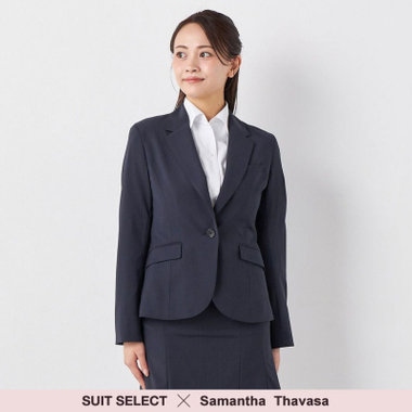【SUIT SELECT×Samantha Thavasa】【年間】1釦ジャケット/ネイビー×ストライプ/4S/マシンウォシャブル
