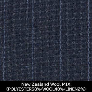 【国内縫製】【MEN'S】【パターンオーダー】【KSW】【春夏】スーツ/ネイビー×ストライプ/New Zealand Wool MIX (POLYESTER58% WOOL40%  LINEN2%)
