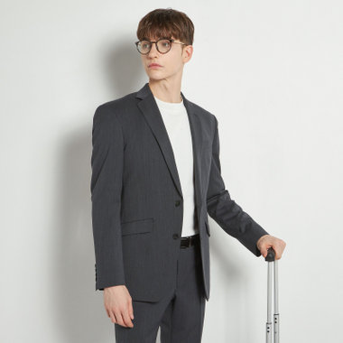 【KSW】【年間】2釦シングルスーツ 0タック/グレー/ウエストムーブ/ウォッシャブル/MOVING STRETCH/※裾上げ必要