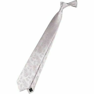 【SILVER LINE】シルクペイズリー 慶事対応 ネクタイ 8.0cm幅/シルバーベージュ×ベージュ