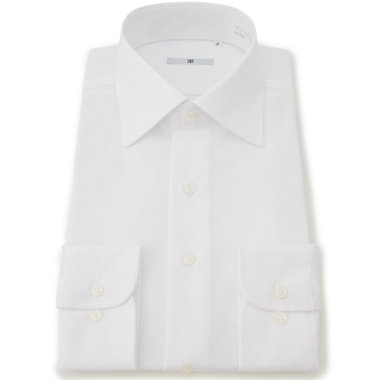 【SILVER LINE】【形態安定】ワイドカラードレスワイシャツ/ホワイト×ブロード(無地)