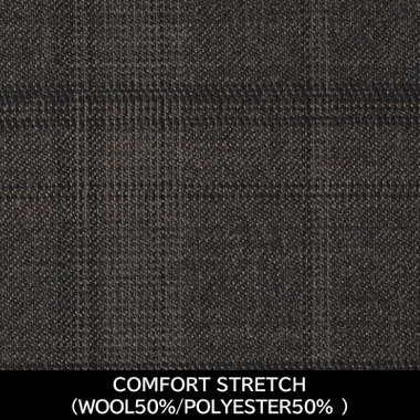 【国内縫製】【MEN'S】【パターンオーダー】【SKINNY】【秋冬】スーツ/グレーブラウン×チェック/COMFORT STRETCH (WOOL50%/POLYESTER50%)