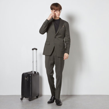 【CLASSICO TAPERED】【春夏】2釦シングルスーツ 1タック/カーキ/ウエストムーブ/REDA ACTIVE/NEW ZEALAND MERINO/SHOWER CLEAN/※パンツ裾上げ済仕様
