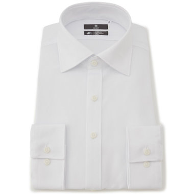 【SKINNY】ワイドドレスワイシャツ/ホワイト/「4S」スーパーノンアイロン・ストレッチ