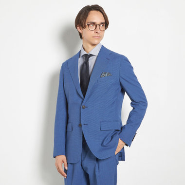 【CLASSICO TAPERED】【春夏】3釦段返りシングルスーツ 2タック/ネイビー×ハウンドトゥース/ウエストムーブ/DRAGO lanificio in billa fabric made in italy/※裾上げ必要
