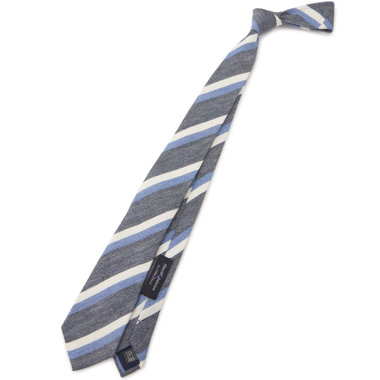 BLACK LINE】リネンシルクコットンストライプネクタイ 7.5cm幅