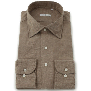 【SILVER LINE】ワイドカラーワイシャツ/ブラウン
