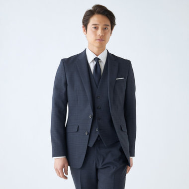 【美品】SUITS SELECT  スーツ　3ピース  セットアップ　スリム裾幅18cm