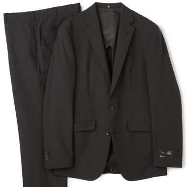 【SLIM TAPERED_2】【春夏】2釦シングルスーツ 0タック/ブラック×マイクロチェック/ウエストシャーリング/4S SUSTAINABILITY&ECOLOGY FABRIC/ウォッシャブル/※パンツ裾上げ済仕様