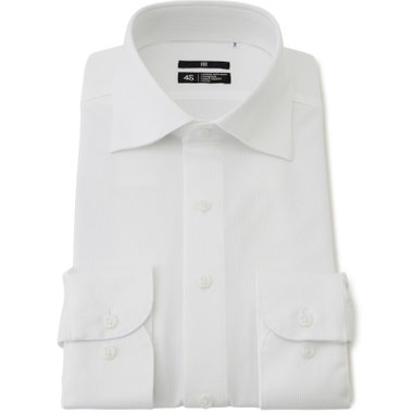 【発送在庫あり】【WEB限定】【BLACK LINE】ワイドカラーワイシャツ/ホワイト/「4S」スーパーノンアイロン・ストレッチ