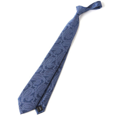 【SILVER LINE】シルクブレンドペイズリー柄ネクタイ 8.0cm幅/ネイビー