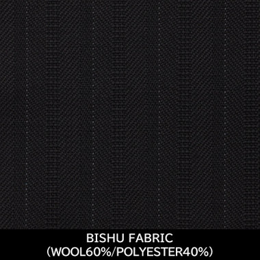 【国内縫製】【MEN'S】【パターンオーダー】【SLIM TAPERED】【秋冬】スーツ/ブラック×ストライプ/BISHU FABRIC (WOOL60%/POLYESTER40%)