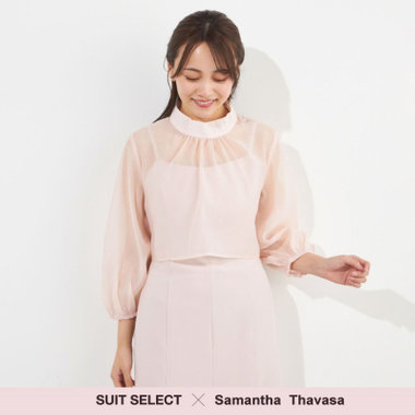 【SUIT SELECT×Samantha Thavasa】【長袖】ボウタイブラウス/ピンク