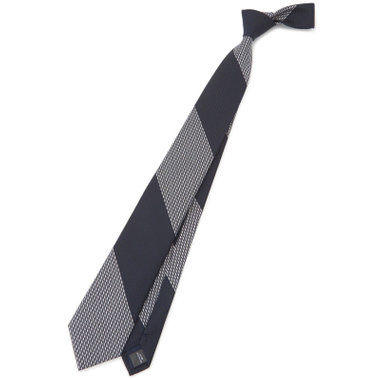 【BLACK LINE】シルクブレンドストライプネクタイ 7.5cm幅/ネイビー×グレー