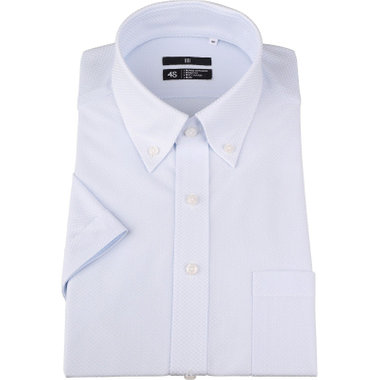 【発送在庫あり】【BL/半袖】【スーパーノンアイロン】ボタンダウンドレスワイシャツ/サックス×ドビー/SUPER NON IRON 4S