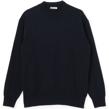 【RBC】コットンブレンドモックネックニット/ネイビー/マシンウォッシャブル/「UVカット」「接触冷感」