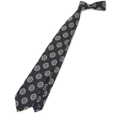 【SILVER LINE】シルク小紋ネクタイ 8.0cm幅/ブラック