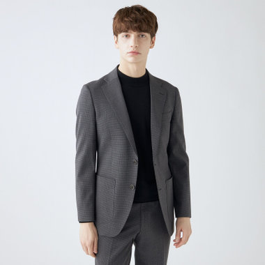 【4S CROSS】【年間】セットアップジャケット/グレー×ハウンドトゥース/パッチポケット