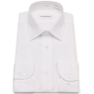 【発送在庫あり】【形態安定】ワイドカラーワイシャツ/ホワイト×ドビーツイル