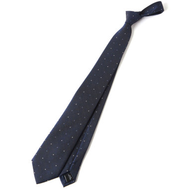 【BLACK LINE】シルクブレンド小紋ネクタイ 7.5cm幅/ネイビー