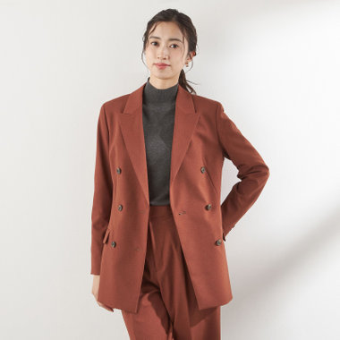 【RELAX WIDE】【秋冬】 ダブルジャケットワイドパンツスーツ/ブリックブラウン/4S SUSTAINABILITY&ECOLOGY FABRIC/※パンツ裾上げ済仕様