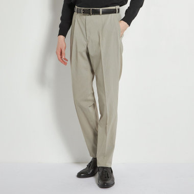 【5DAYS CLOSET】【RBC】【春夏】1タックテーパードパンツ/グレージュ×楊柳/ウエストムーブ仕様/4S SUSTAINABILITY&ECOLOGY FABRIC/※裾上げ必要