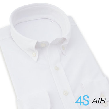 【BLACK LINE】ボタンダウンワイシャツ/ホワイト/「4S AIR」涼風素材・スーパーノンアイロン・ストレッチ