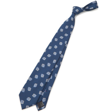 【SILVER LINE】シルクブレンド小紋ネクタイ 8.0cm幅/ネイビー