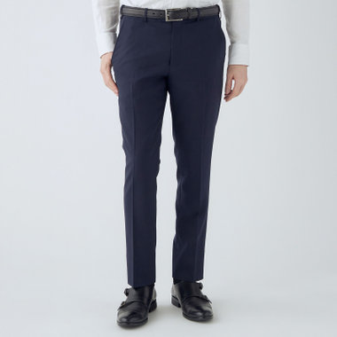 【4S CROSS】【年間】セットアップパンツ 0タック/ネイビー×カルゼ/ウエストムーブ/※裾上げ済仕様