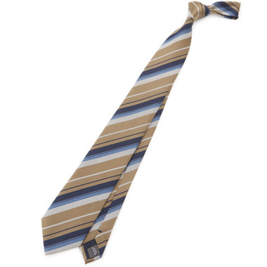 【SILVER LINE】シルクブレンドストライプネクタイ 8.0cm幅/ブラウン×ネイビー