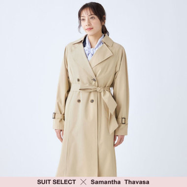 【発送在庫あり】【SUIT SELECT×Samantha Thavasa】バックプリーツ トレンチコート/ベージュ