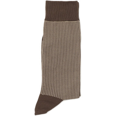 【発送在庫あり】ソックス/ブラウン×ハウンドトゥース/（25cm～27cm）