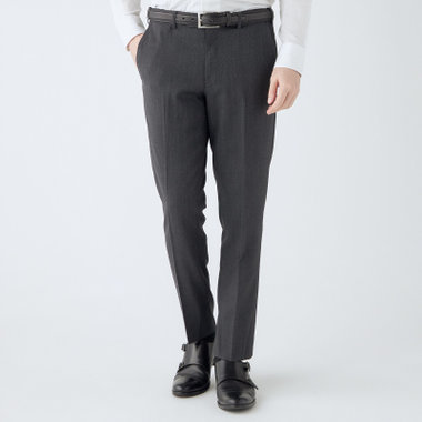 【4S CROSS】【年間】セットアップパンツ 0タック/グレー×カルゼ/ウエストムーブ/※裾上げ済仕様