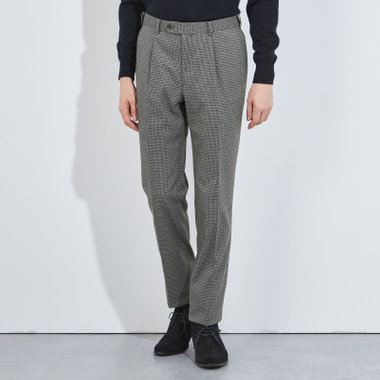 【5DAYS CLOSET】【RBC】【秋冬】1タックテーパードパンツ/グレー×チェック/ウエストムーブ/※裾上げ必要