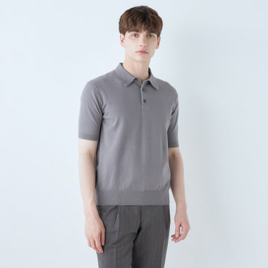 【WEB限定/OUTLET/汚れ・キズ等有】【RBC】【5分袖】コットンブレンドレトロポロシャツ/グレー