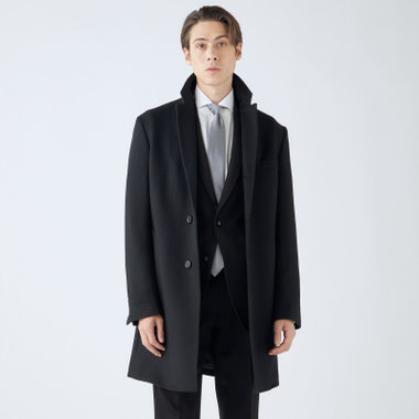 BL】ウールチェスターコート/ブラック/NEW ZEALAND WOOL LIMITED