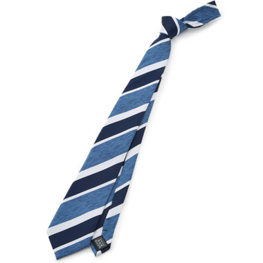 【BLACK LINE】ポリエステルストライプネクタイ 7.5cm幅/ネイビー×ブルー×ホワイト/ウォッシャブル
