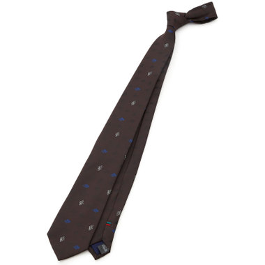【BLACK LINE】シルクブレンド小紋ネクタイ 7.5cm幅/ブラウン