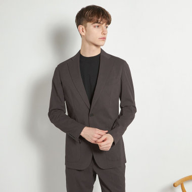 【5DAYS CLOSET】【RBC】【春夏】2釦シングルジャケット/ブラウン×楊柳/パッチポケット/4S SUSTAINABILITY&ECOLOGY FABRIC