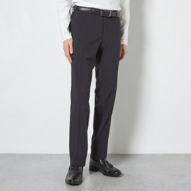 【SLIM TAPERED】【春夏】0タックテーパードパンツ/ブラック×ウィンドペン/ウエストシャーリング/4S SUSTAINABILITY&ECOLOGY FABRIC「ウォッシャブル」「ストレッチ」/※裾上げ済仕様