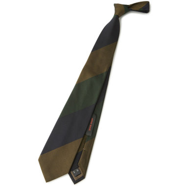 【SILVER LINE】コットンシルクストライプネクタイ 8.5cm幅/ネイビー×グリーン×カーキ/JAPAN MADE